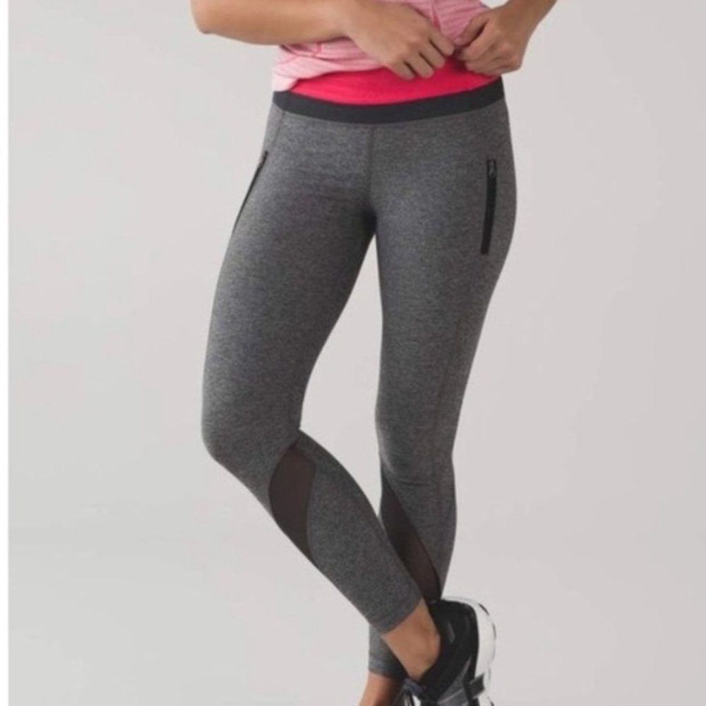 Lululemon INSPIRE II Tights Leggings Ankle-length Gray Pink Women's 6